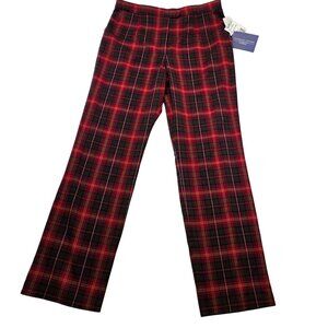 Vintage Catherine Stewart Tartan Plaid Flat Front Trouser 14 Red Country Cottage